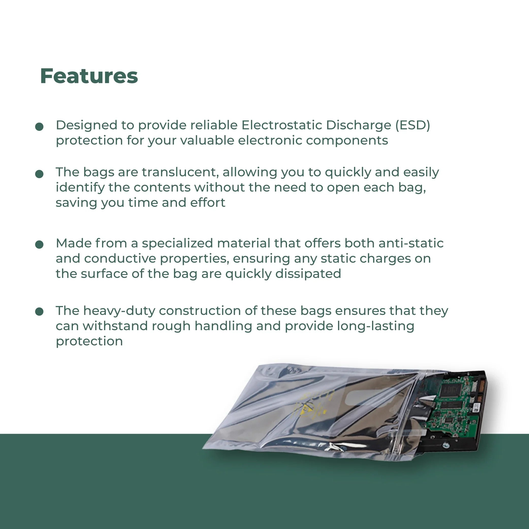 3 Mil Metallic Conductive Transparent Bags 6" x 10" High-Quality 100/CS Dependable ESD Protection
