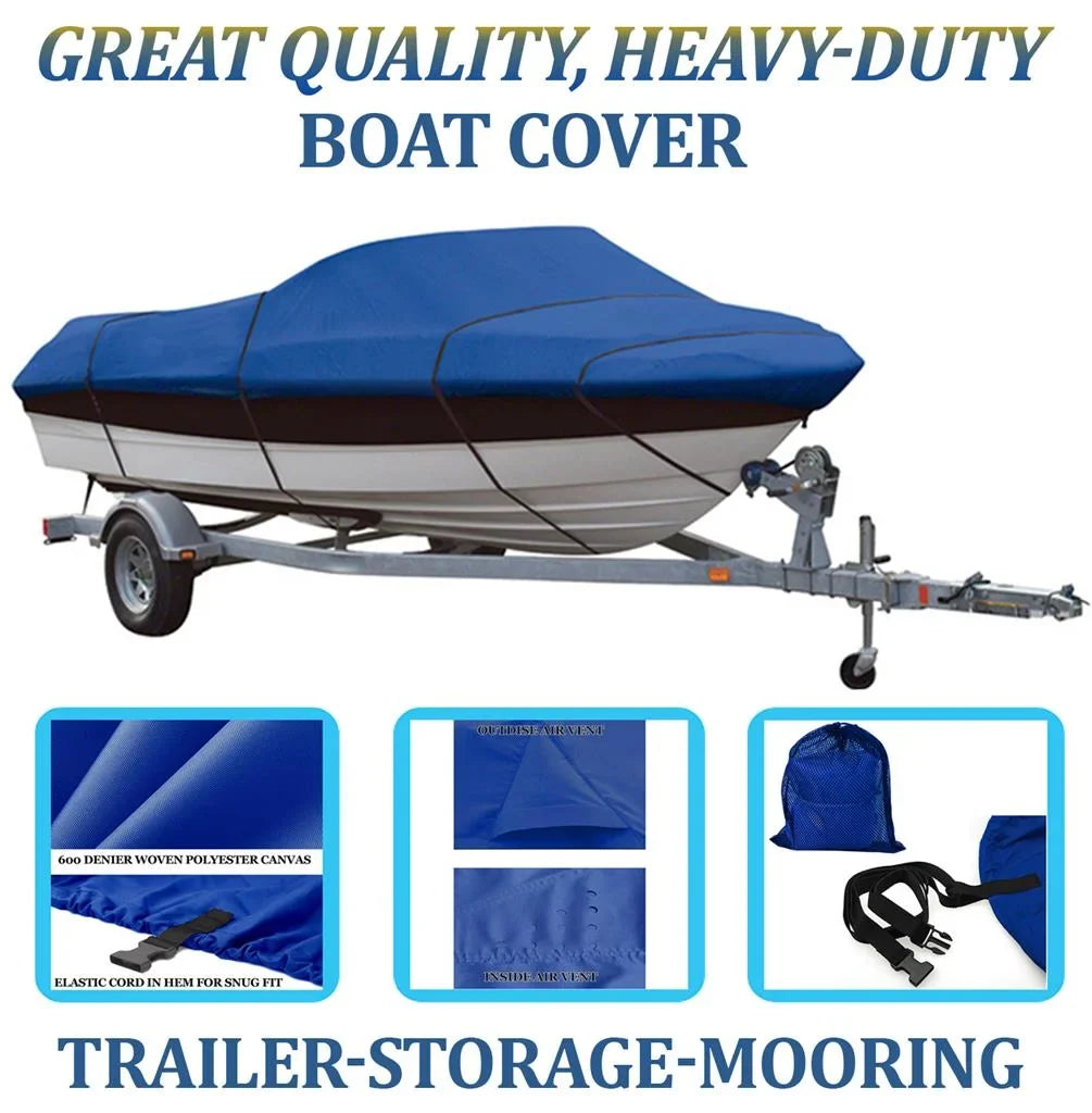 BLUE, GREAT QUALITY BOAT COVER Compatible for FOUR WINNS SUNDOWNER 195 CUDDY O/B 1993-1994