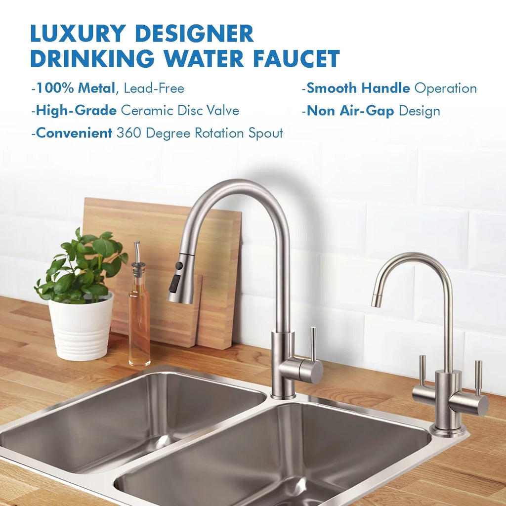 APEC Westbrook 2-Handle Instant Hot and Cold Reverse Osmosis Drinking Liquid Dispenser Faucet in Brushed Nickel