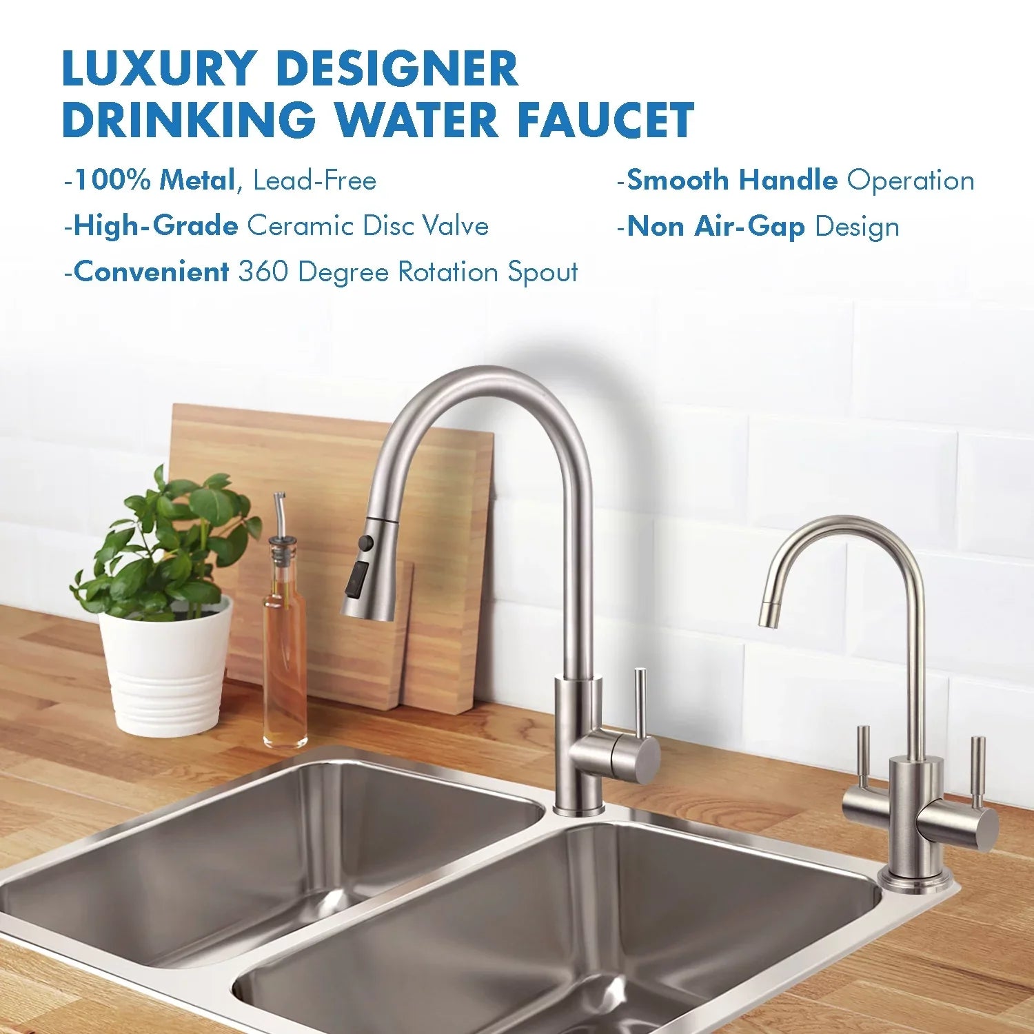 APEC Westbrook 2-Handle Instant Hot and Cold Reverse Osmosis Drinking Liquid Dispenser Faucet in Brushed Nickel