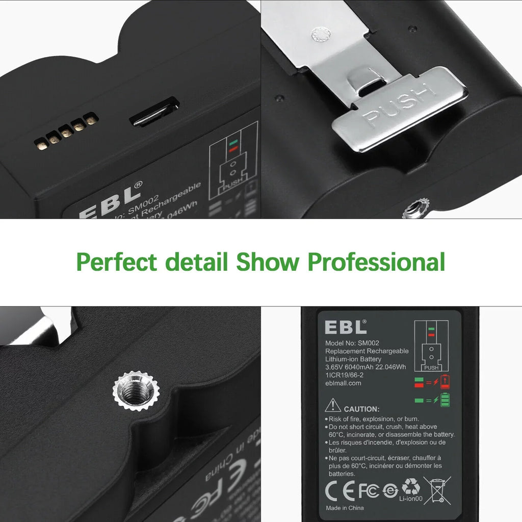 EBL 3-Pack Rechargeable Doorbell Replacement Battery Compatible with Ring Video Doorbell 2/3/3 Plus/4, Spotlight Cam, Stick Up Cam, for Ring Doorbell Camera, Backup Batteries 6040mAh 3.65V