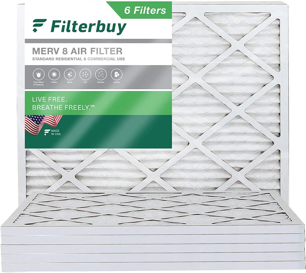 Filterbuy 18x21x1 MERV 8 Pleated HVAC AC Furnace Air Filters (6-Pack)
