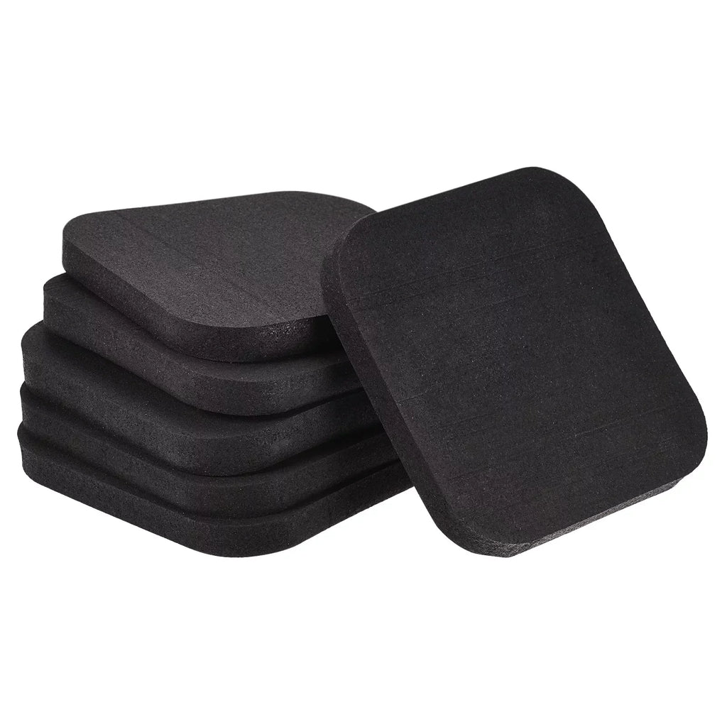 Uxcell Treadmill Mat-3.9"x3.9" Exercise Equipment Mat for Floor Protection Sound Reduction, Black 6 Pack