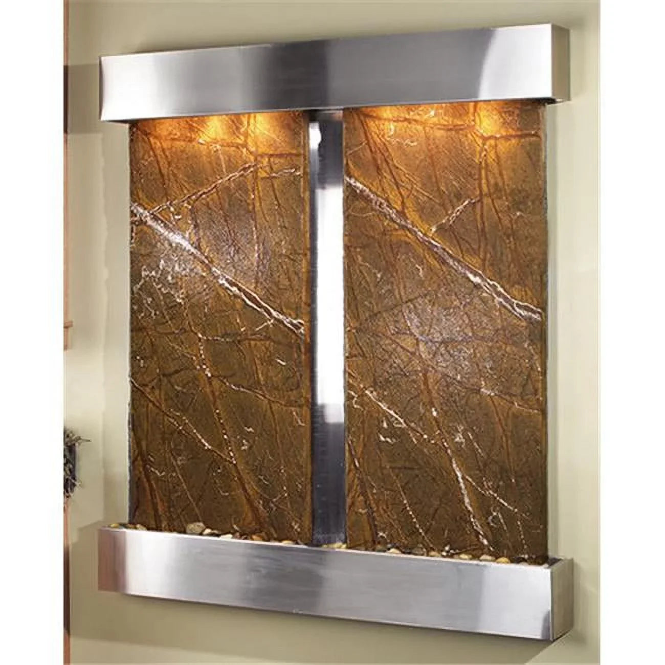 Adagio CFS2006 Cottonwood Falls - Brown Rainforest Marble Wall Fountain