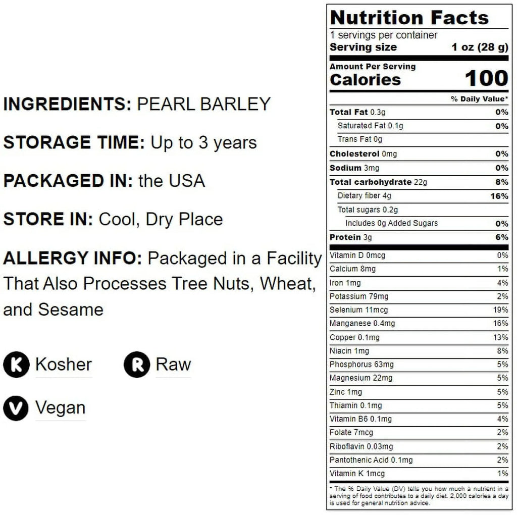 Food to Live, Pearled Barley, 5 Pounds, Kosher