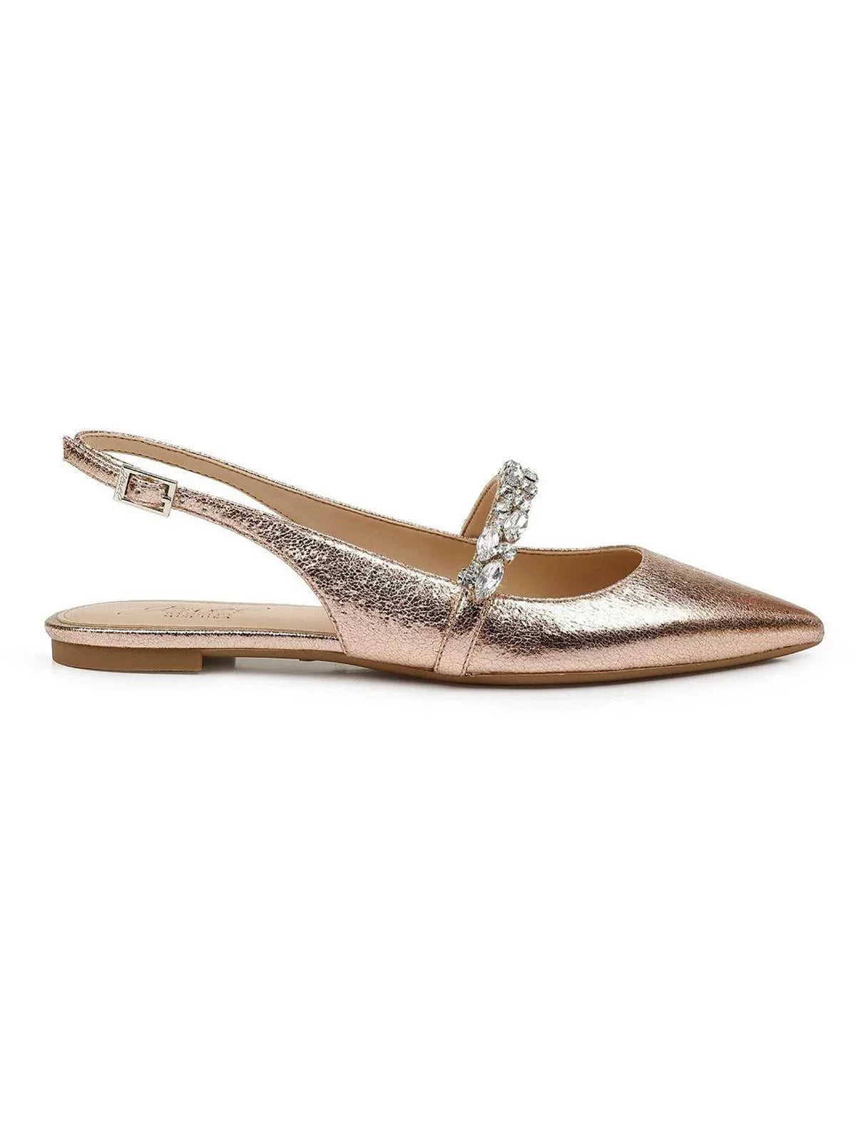 Jewel Badgley Mischka Womens Bambi Faux Leather Pointed Toe Slingbacks