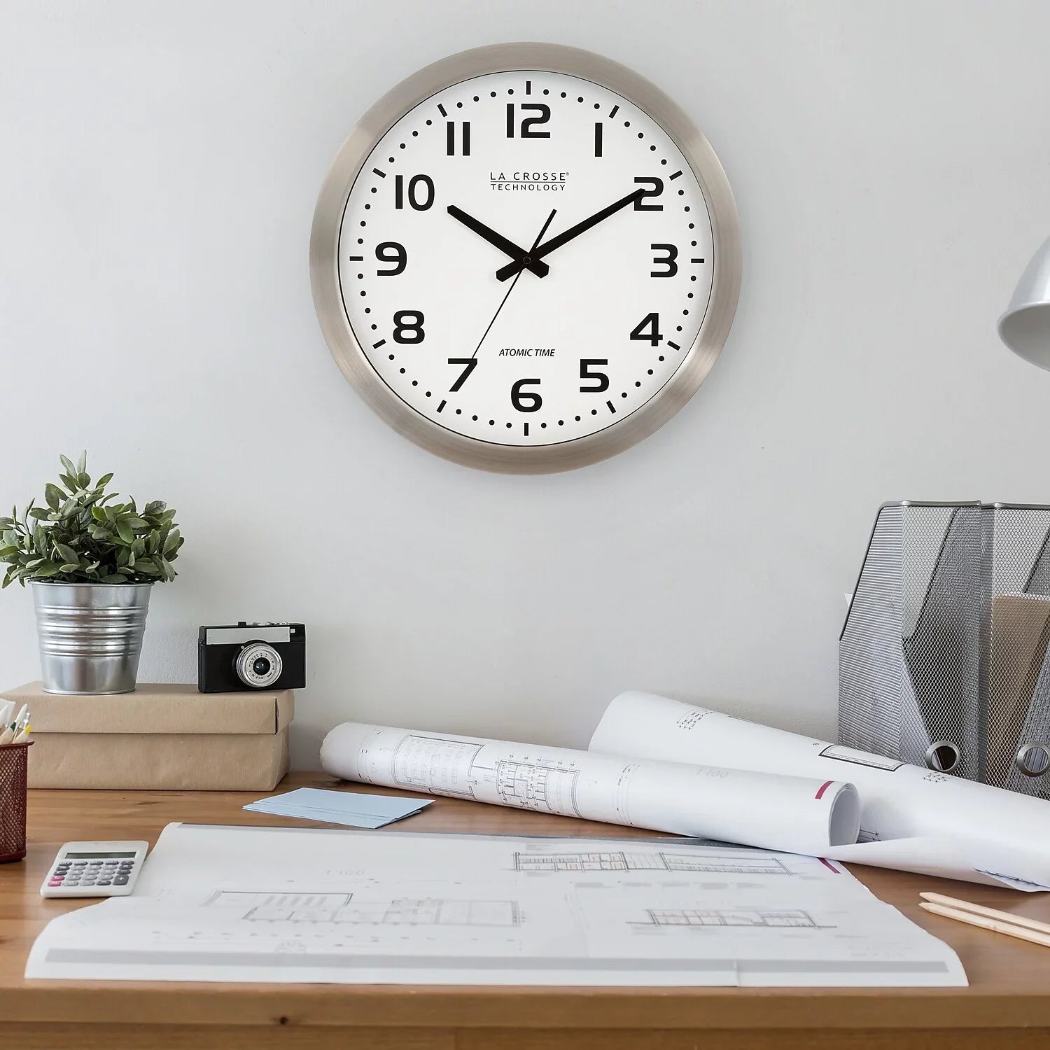 La Crosse Technology® La Crosse Technology® 16" Brushed-metal Atomic Wall Clock