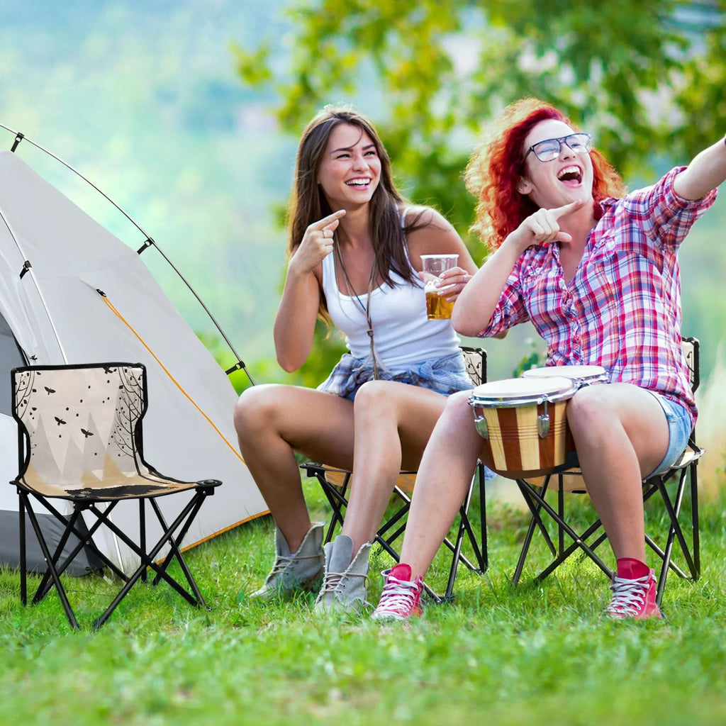 Bear in Forest Portable Camping Chair Outdoor Folding Beach Chair Fishing Chair Lawn Chair with Carry Bag Support to 220LBS