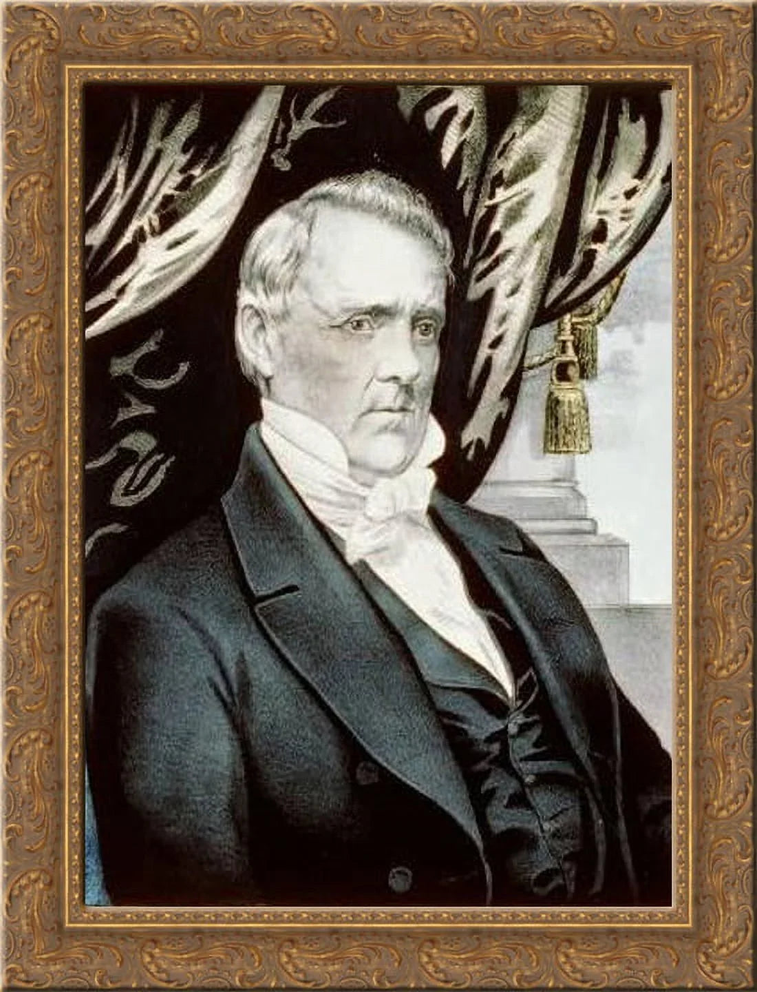James Buchanan 24x18 Gold Ornate Wood Framed Canvas Art by Currier and Ives
