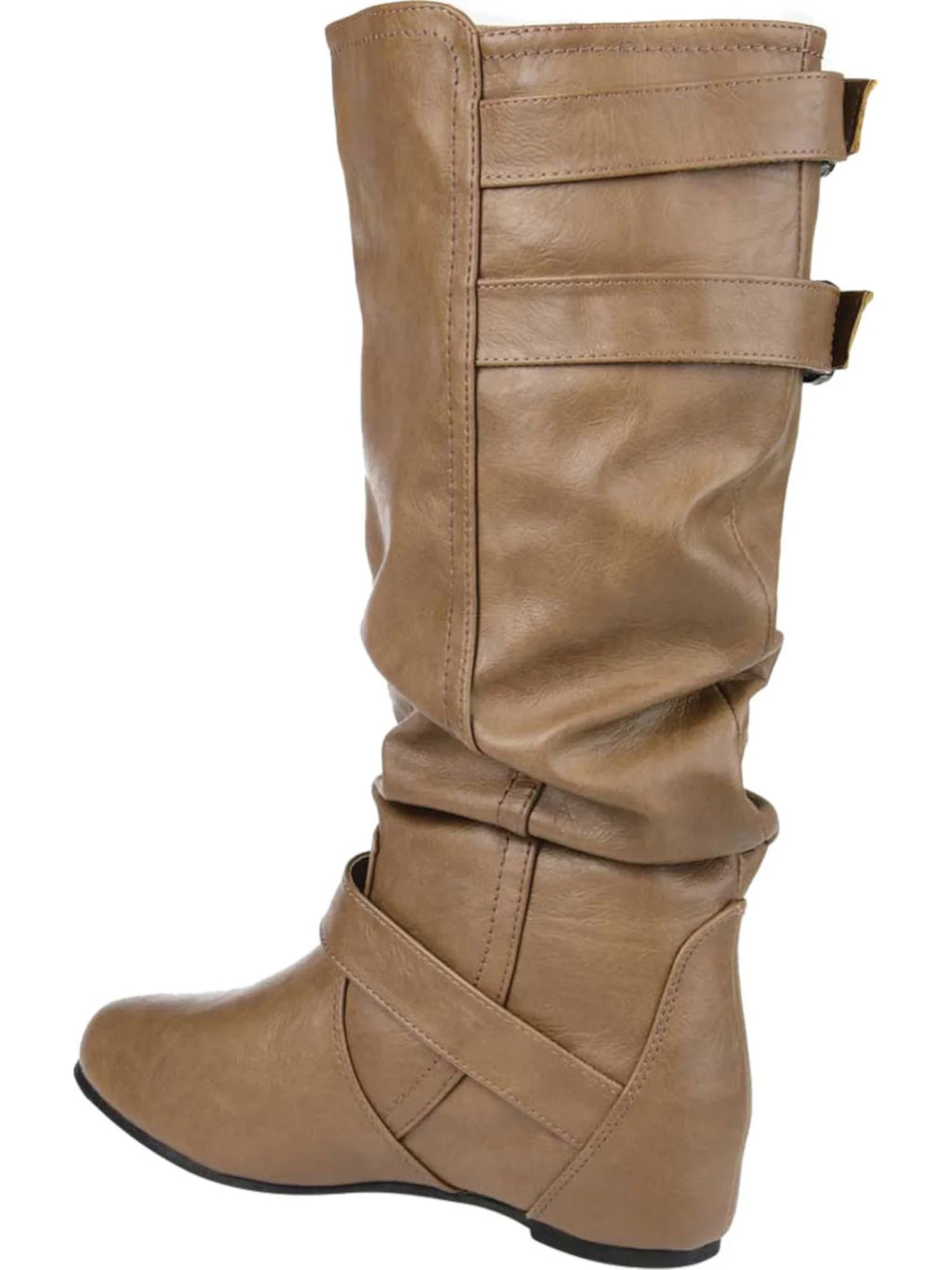 JOURNEE COLLECTION Womens Beige Buckle Accent Comfort Tiffany Round Toe Slip On Slouch Boot 9 WW