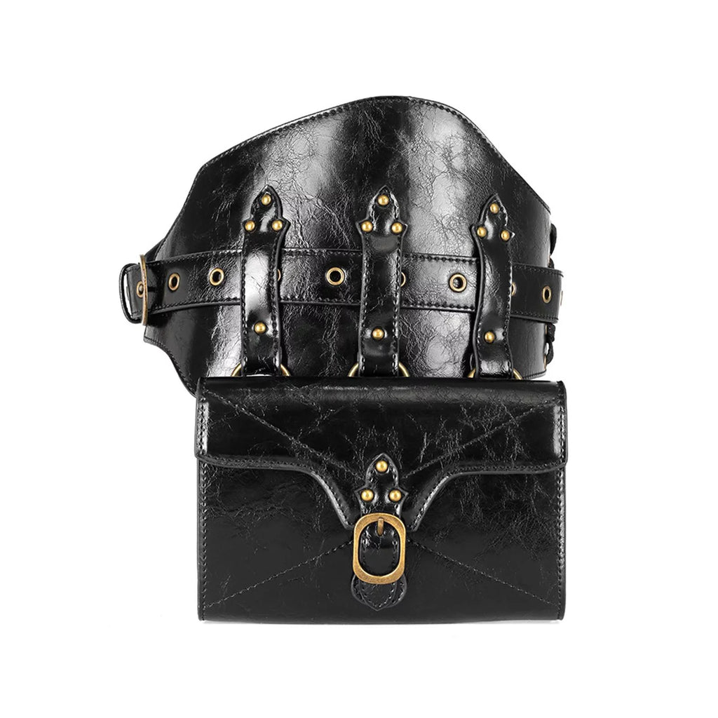 Gothic Waist Packs Fanny Pack Women Girls Handbag Portable Sturdy Punk Bag Steampunk Bag for Fishing Street Short Trips Dating Backpacking