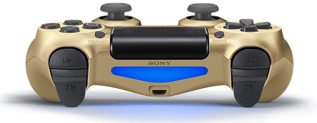 Pre-Owned Dual Shock Gold Gaming Controller For PS4 Console + Wireless Black Chatpad for PS4 Controller BOLT AXTION Bundle. (Refurbished: Like New)