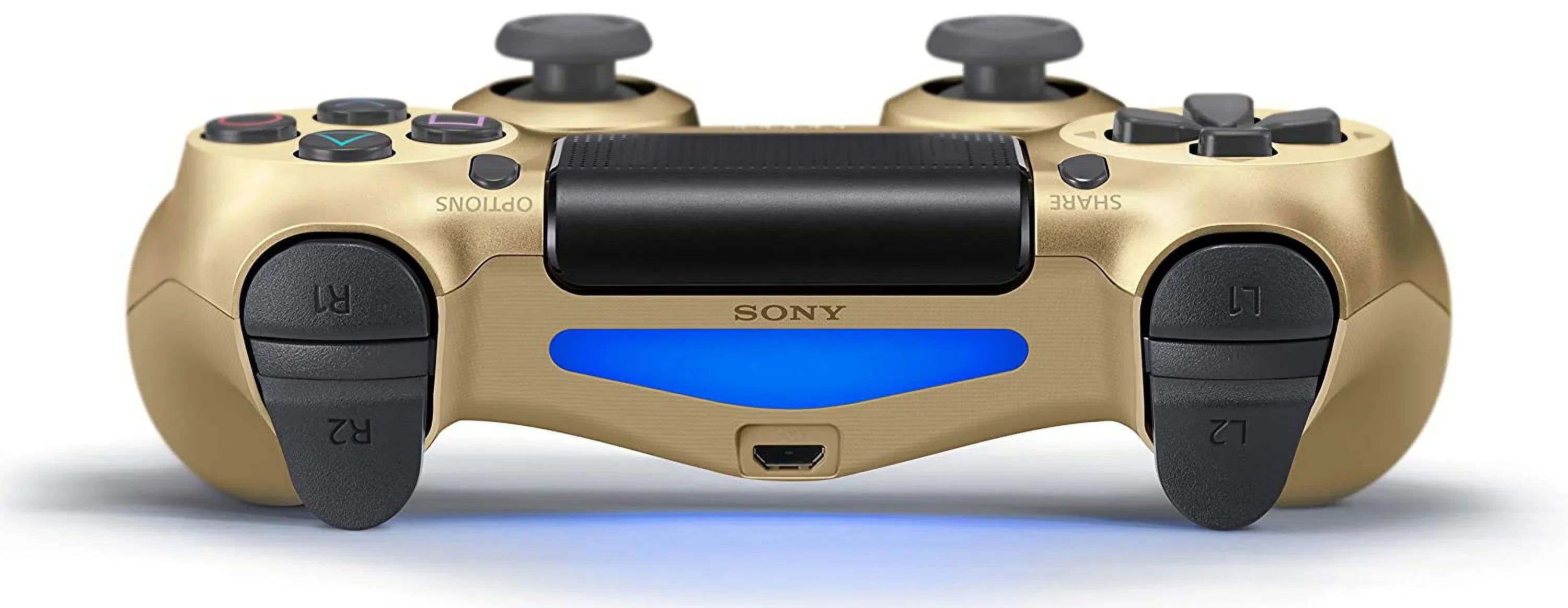 Pre-Owned Dual Shock Gold Gaming Controller For PS4 Console + Wireless Black Chatpad for PS4 Controller BOLT AXTION Bundle. (Refurbished: Like New)