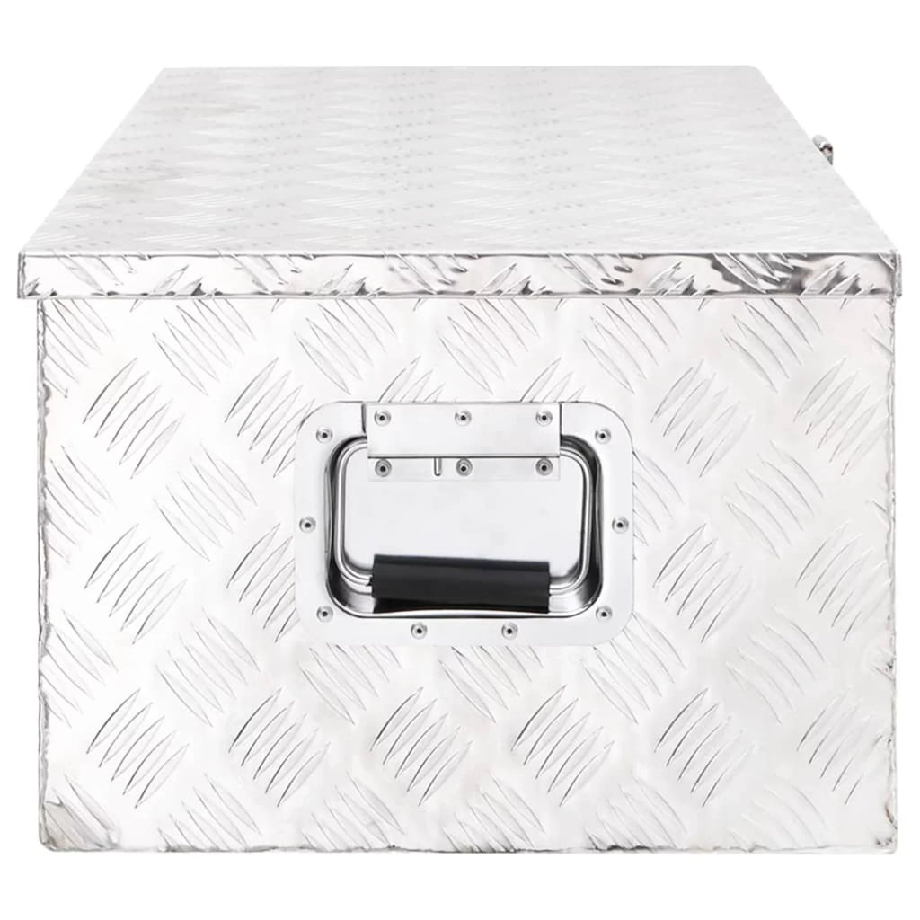 Anself Aluminum Tool Box Truck Toolbox Lockable Underbody Organizer Storage Case Trailer Box Silver for Vehicle, Garage, Camping Trip 35.4 x 18.5 x 13.2 Inches (L x W x H)