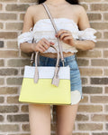 Kate Spade Eva Small Satchel Colorblock Yellow White Multi Crossbody Leather Bag