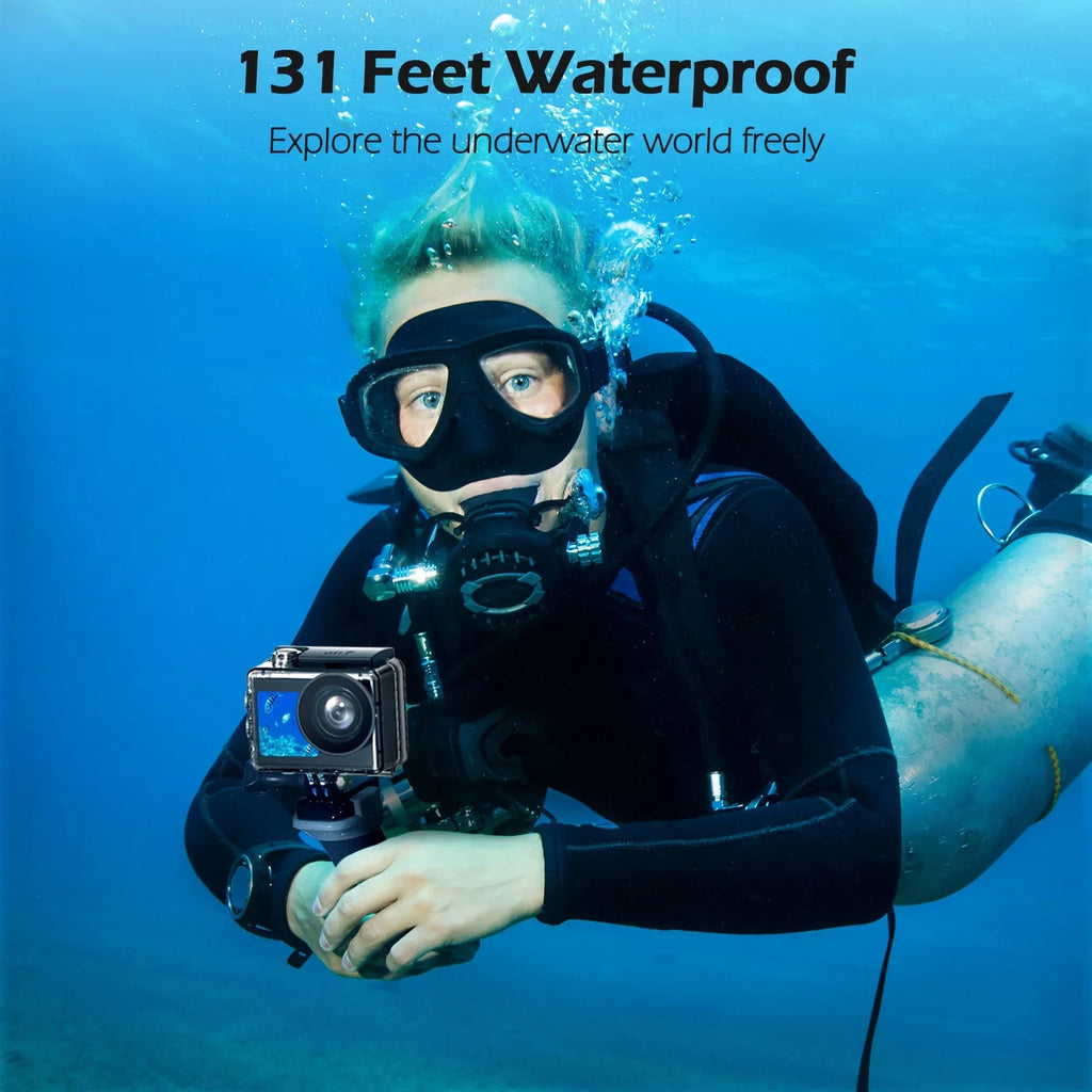 Campark 4K 30FPS Action Camera 20MP Sports Camera 131 Ft Fluid Fluid Camera WiFi Vlog Camera EIS 4.0 Zoom Support External Mic Remote Control