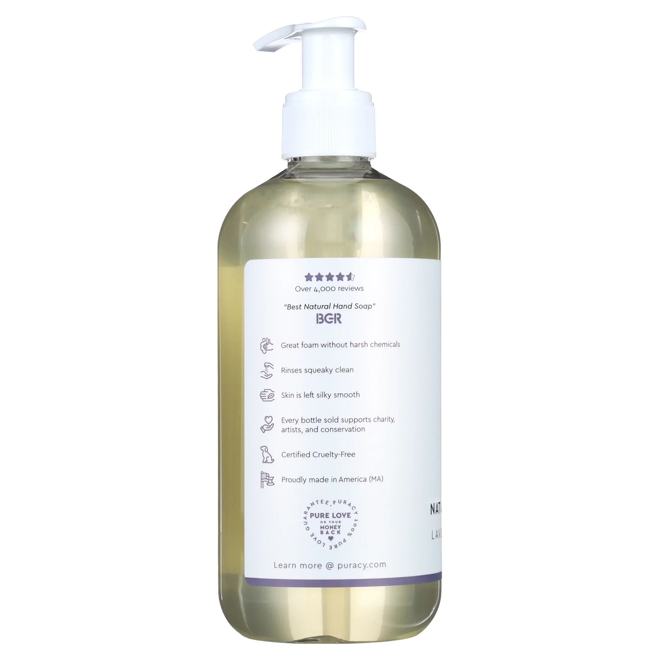 Puracy Natural Liquid Hand Soap Lavender & Vanilla 3 x 12oz