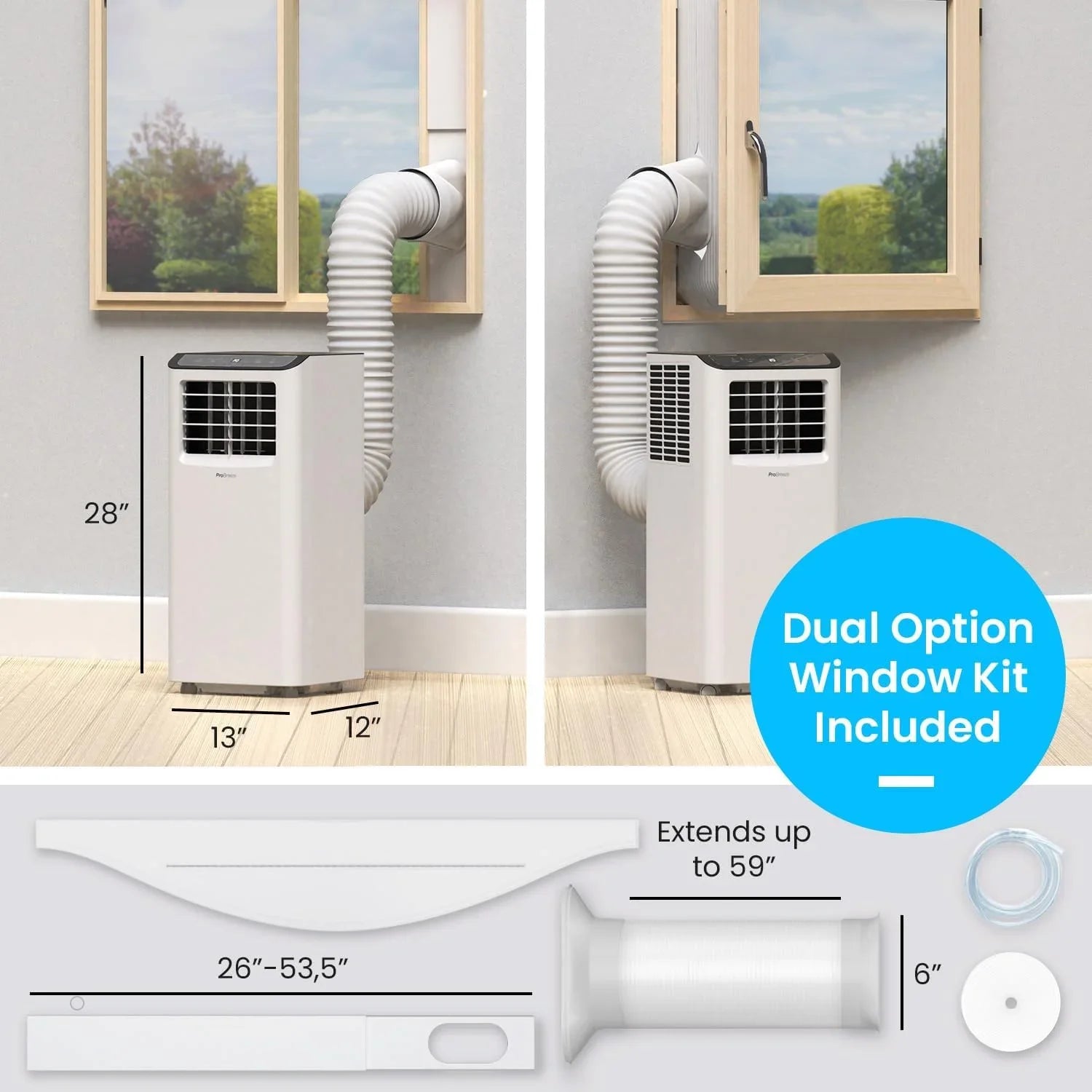 QCAI 4 in 1 Portable Air Conditioner for Room 10000 BTU 450SqFt Air Conditioning Unit, Smart Air Conditioner with Fan, Dehumidifier, Night, Timer, Window Venting Kit, Wifi Portable AC Unit