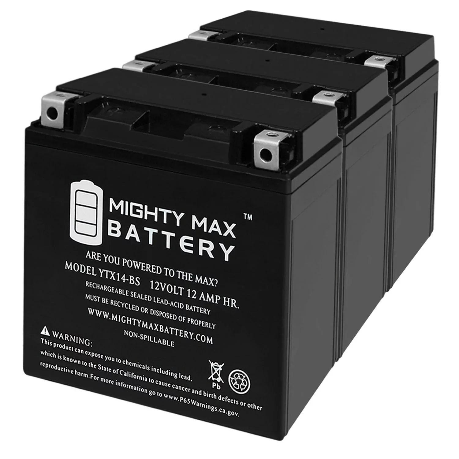 YTX14-BS Battery Replaces BMW F800ST GS, GT, R, ADV 07, 17-18 - 3Pack