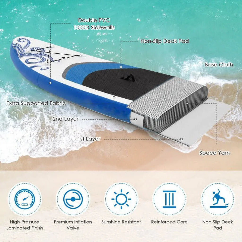 Enjoy Wonderful Liquid Sports 11-Feet Inflatable Adjustable Surfing Paddle Board