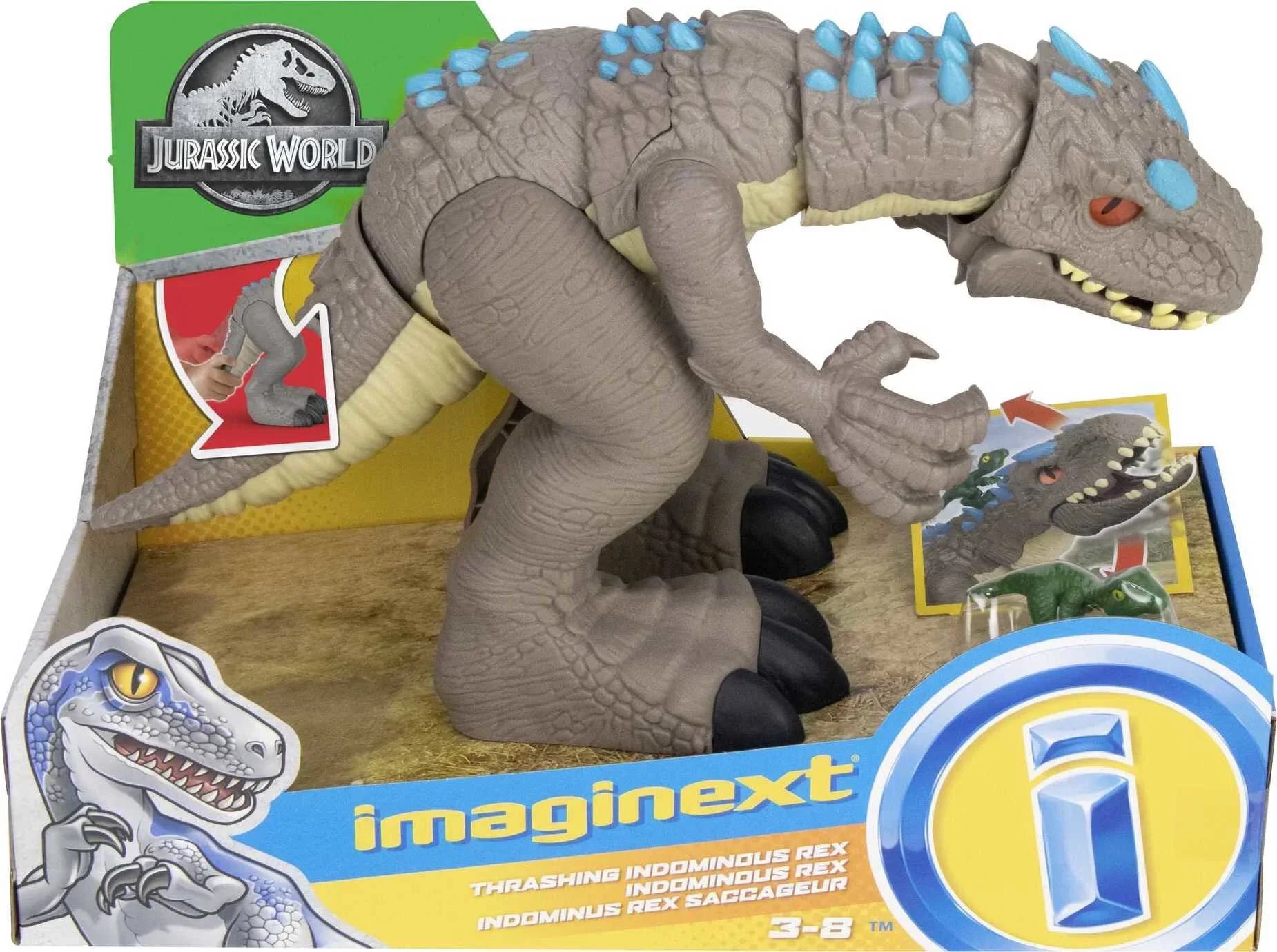 Imaginext Jurassic World Indominus Rex Dinosaur Toy with Thrashing Action for Preschool Child