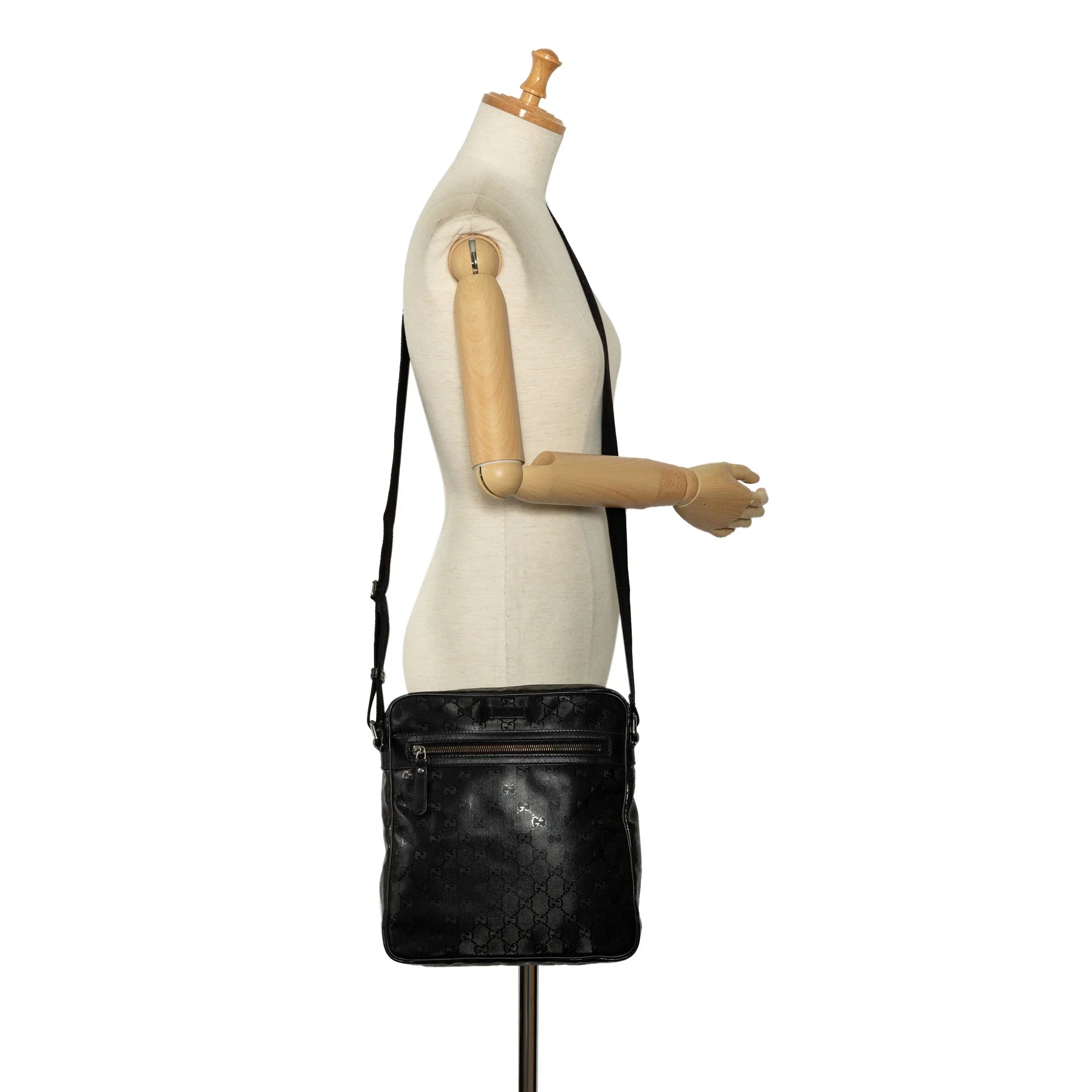 Pre-Owned Authenticated Gucci GG Imprime Crossbody Bag Coated Canvas Fabric Black Unisex (Good)
