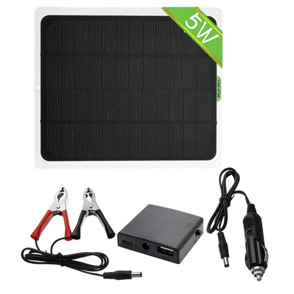 occkic 20W 12V/5V Monocrystalline Charging Flexible Solar Panels with Battery Clips for Cars RV Yachting Charger Outdoor Charger