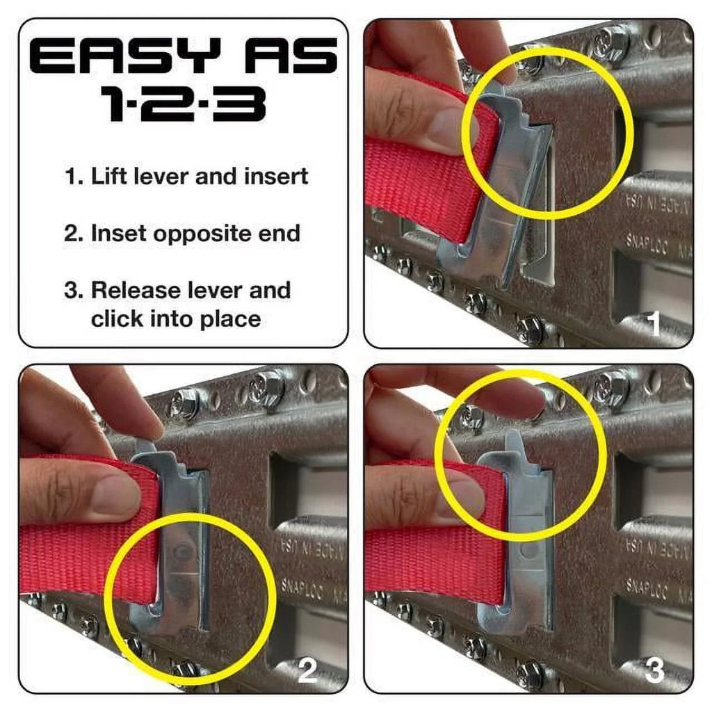 SNAP-LOC Fast-Track E-Track 32 Inch 4-Pack USA Galvanized Steel Horizontal Vertical, Logistic Tie-Down for Pickups, Trucks, Trailers