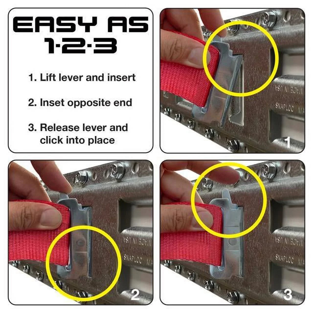 SNAP-LOC Fast-Track E-Track 32 Inch 4-Pack USA Galvanized Steel Horizontal Vertical, Logistic Tie-Down for Pickups, Trucks, Trailers