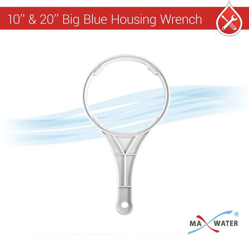 1 Pack 10" BB Blue Whole House System Filter Housing 1" NPT Brass Ports W/Pressure Release, Pressure Gauge, Wrench Bracket