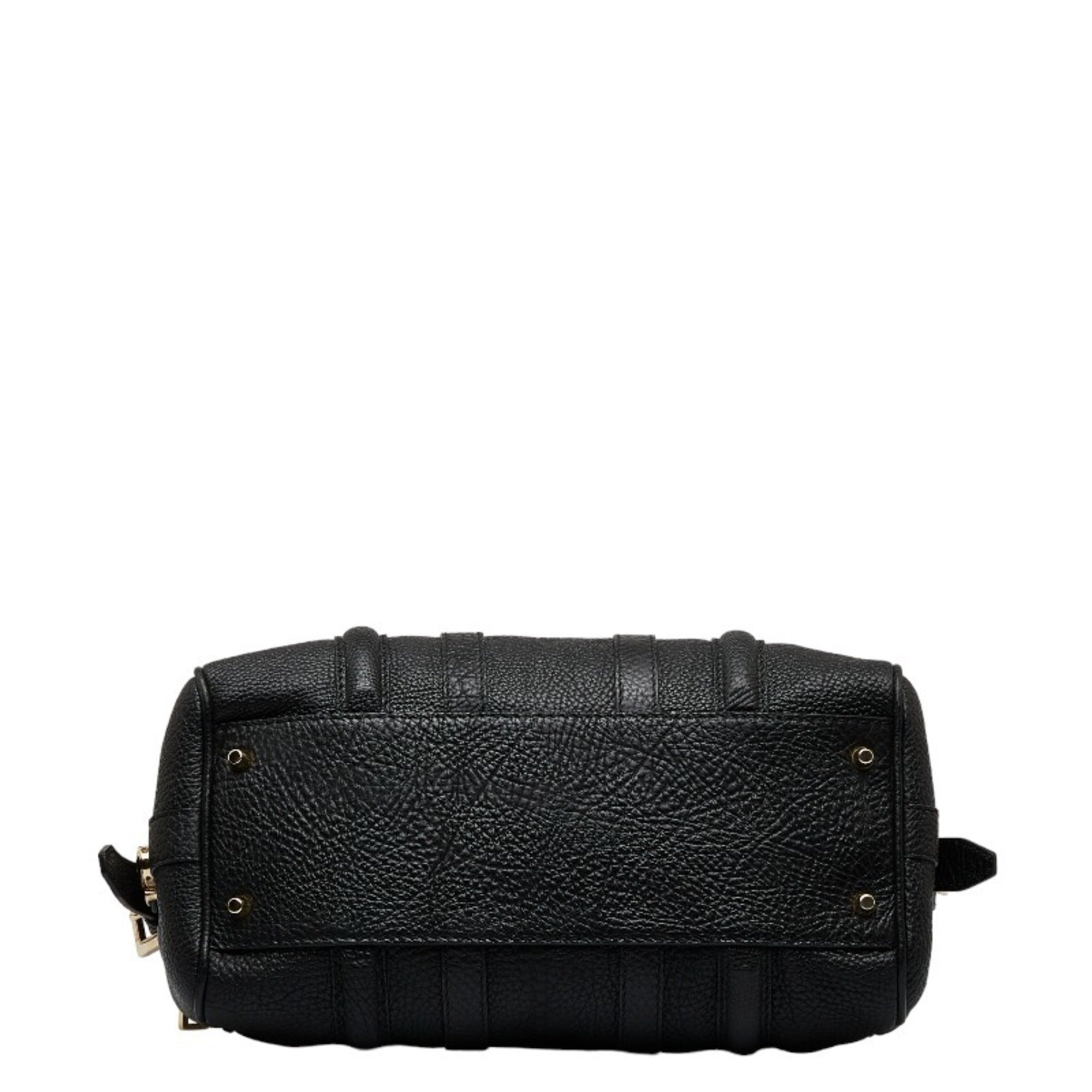 Pre-Owned Burberry Side Belt Metal Handbag Shoulder Bag Black Grain Calf Leather Women's BURBERRY (Good)