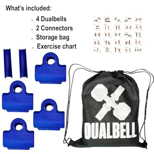DUALBELL Superset Dumbbell to Barbell Adapters- Converts dumbbells for use on 1" diameter bar (up to 100 lb dumbbell, 2 Pair, 2 Spacers)