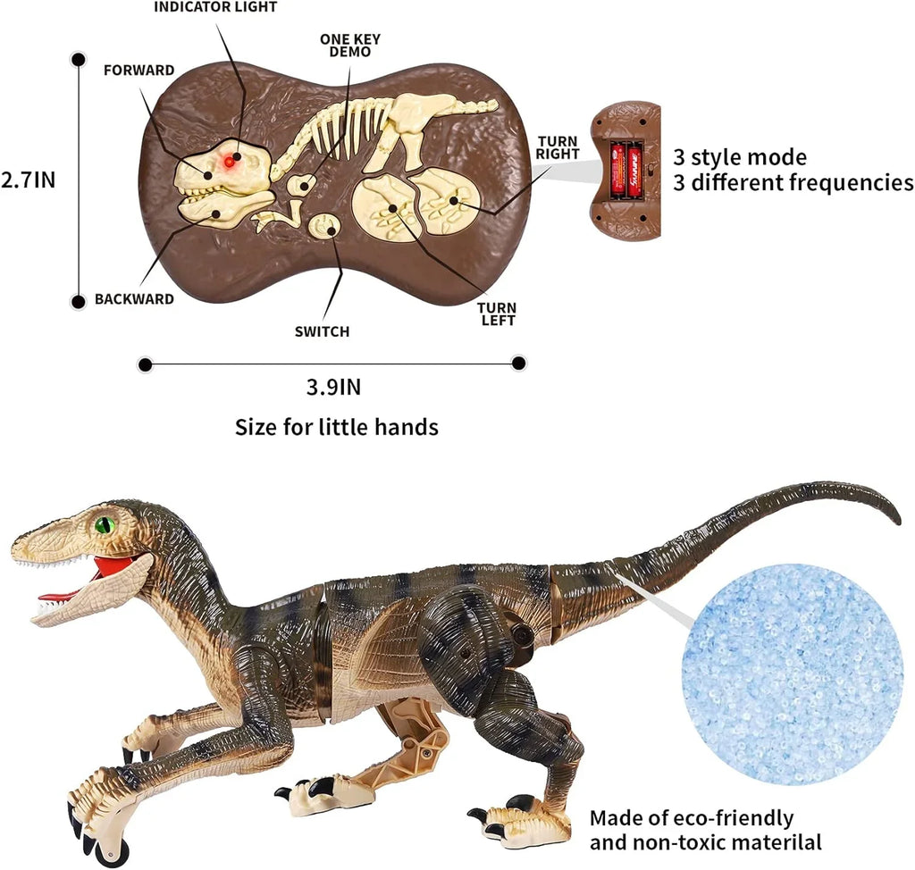 Remote Control Dinosaur Toys with Light up 3D Eyes, Shaking Head, Roaring Sounds, Walking Dinosaur Toy Gift for Kids Age 3-12 Years