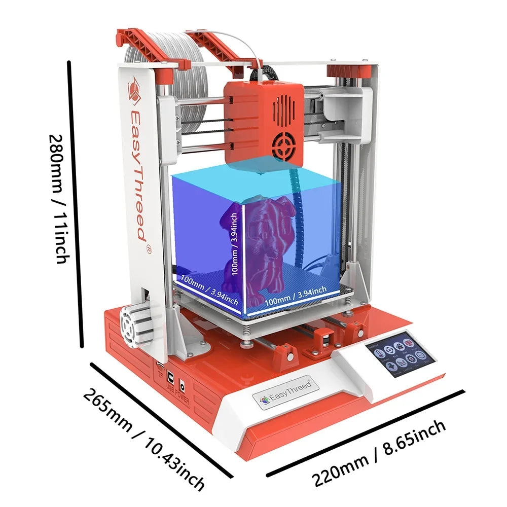 EasyThreed 3D printer,Print Size Removable K6 Plus 3d Printer 100x100x100mm/4x4x4inches Print With With Tf Size Removable With Removable With With Hine 100x100x100mm Print 3d-printer Siuke K6 Buzhi