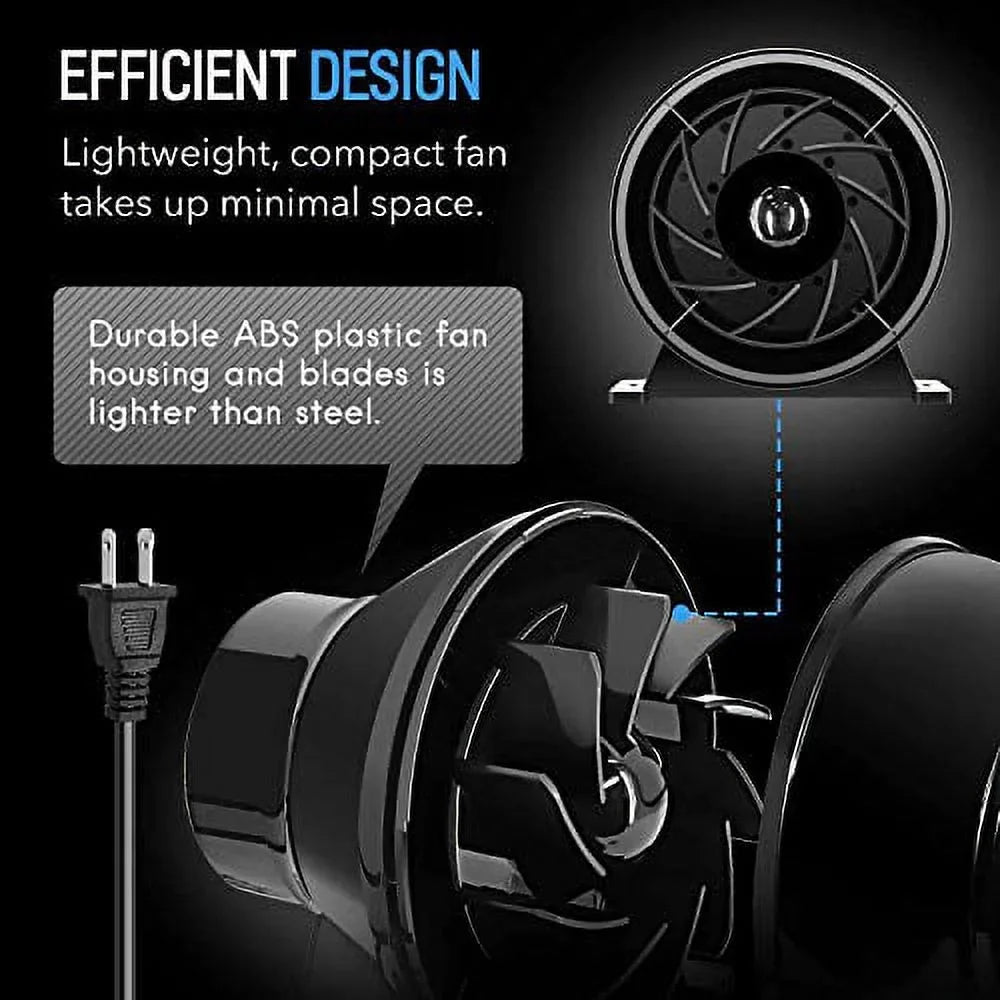iPower 4 Inch 195 CFM Inline Fan Circulation Vent Blower, Air Carbon Filter, 8 Feet Ducting, Speed Controller, 1-Pair Rope Combo for Grow Tent Ventilation and Temperature Humidity Monitor, Low noise
