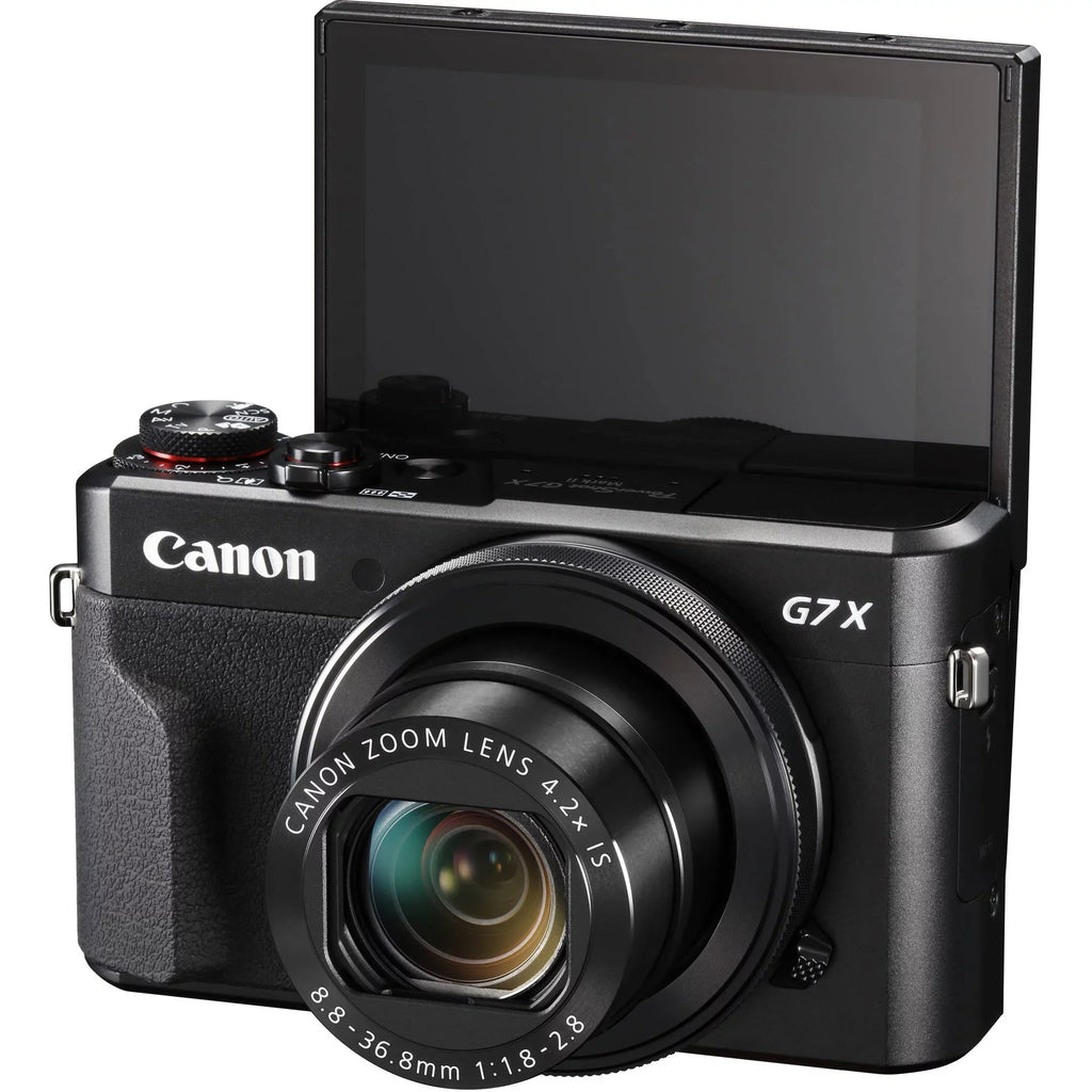 PowerShot G7 X Mark II Digital Camera (Black) with Essential Accessory Bundle - Includes: SanDisk Ultra 64GB SDXC Memory Card, Extended Life Replacement Battery, Tripod, Carrying Case & More