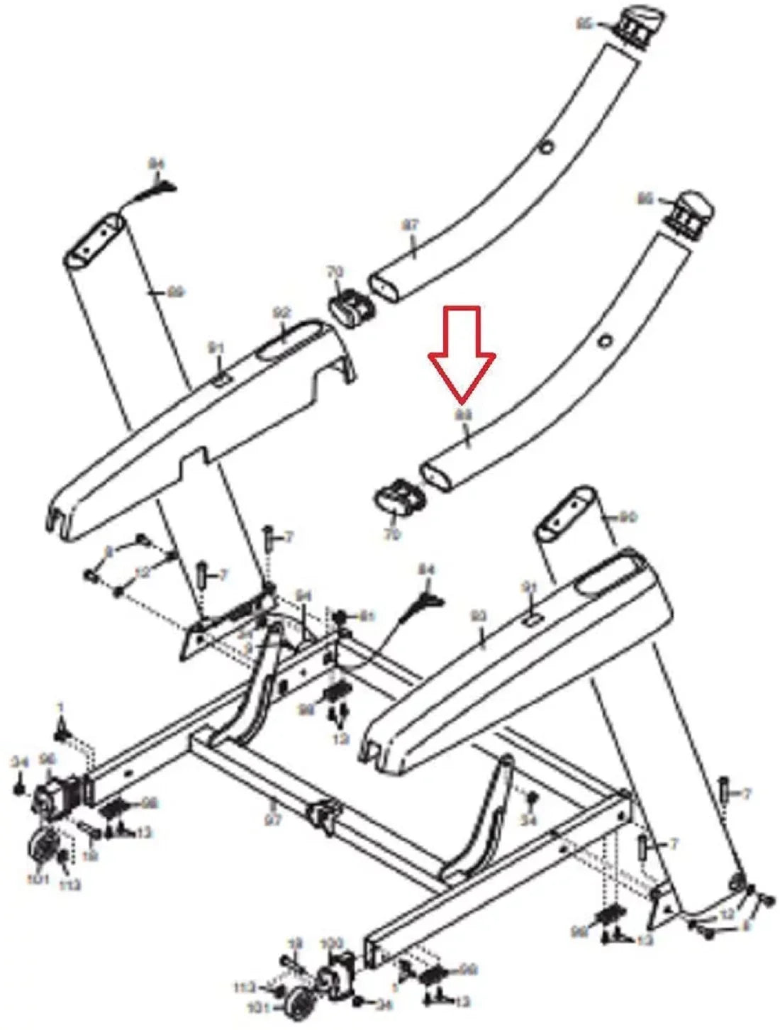 Hydra Fitness Exchange Right Handrail Assembly 309402 Work W Nordic-Track Lifestyler Treadmill