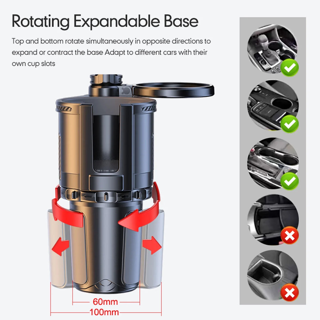 Anself Multifunctional Car Drink Phone Holders Snack Tray Expander, Adjustable Car Cup Holder with Dual Holder, Convenient for Traveling and Ridesharing