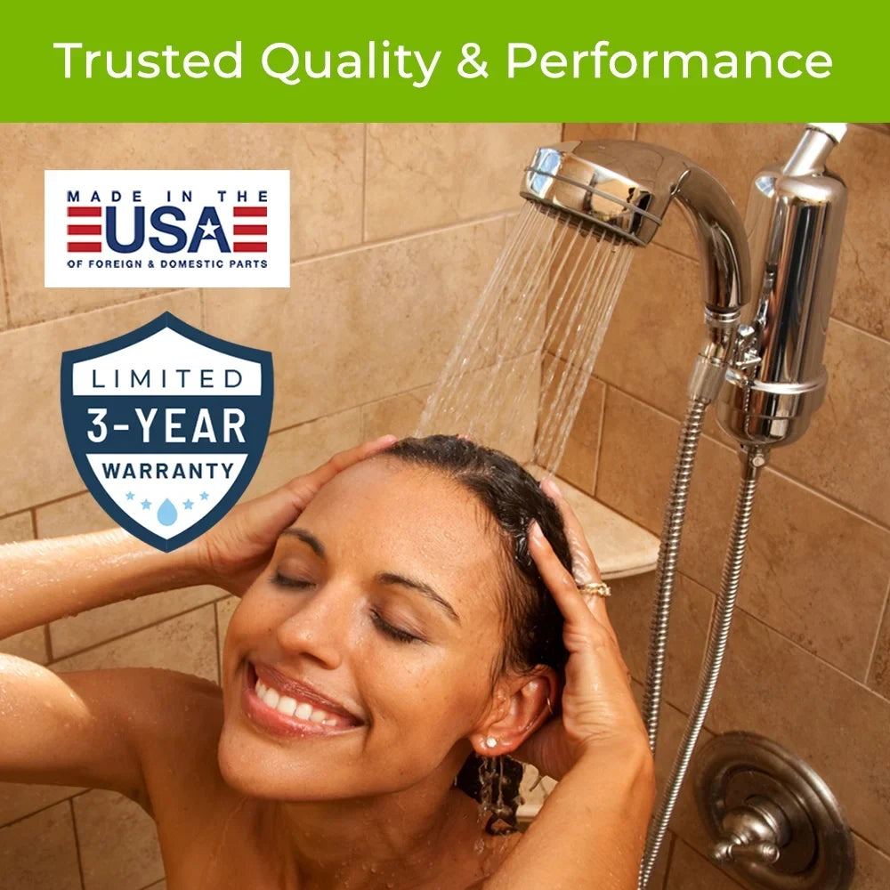Fluid Premium Shower Filter System SF-7C with Deluxe Handheld Wand (Chrome), Certified for 96.6% Chlorine Reduction, 10,000 Gal. Capacity