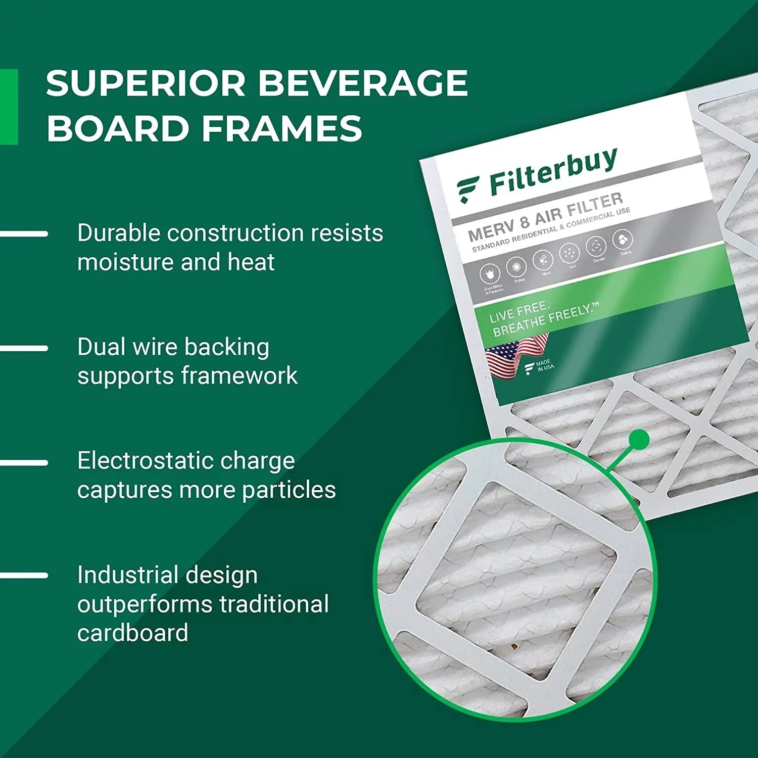 Filterbuy 18x21x1 MERV 8 Pleated HVAC AC Furnace Air Filters (6-Pack)