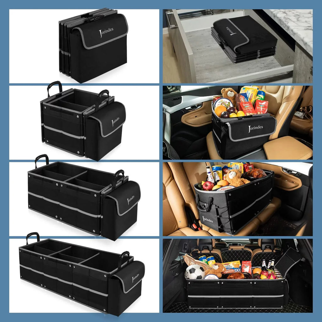 Trunk Organizer for Car with Insulated Leak proof Cooler Bag, Collapsible Liquid Car Organizer 3 Compartments Suitable for Vehicle Sedan, Suv, Truck,Van