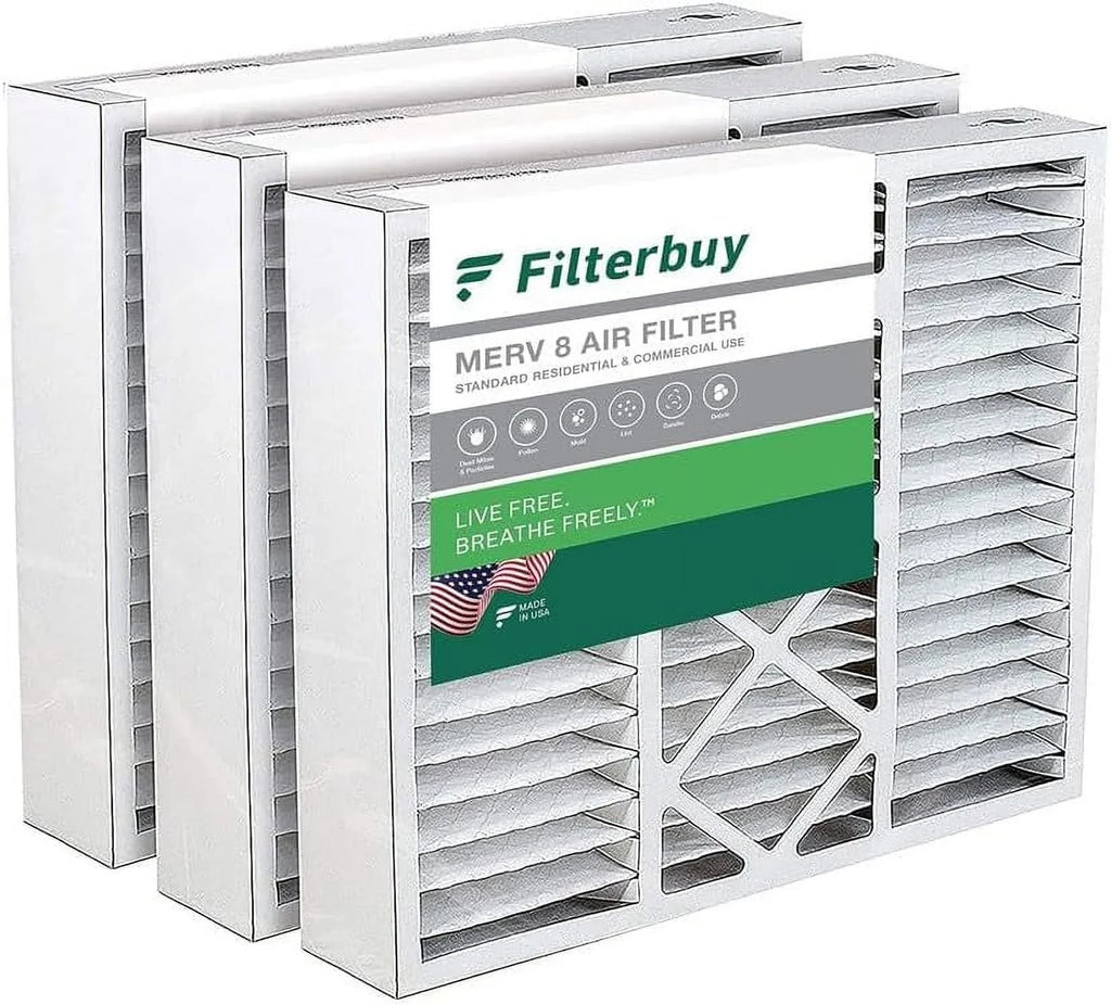 Filterbuy 16x20x5 MERV 8 Pleated HVAC AC Furnace Air Filters for Honeywell FC100A1003 (3-Pack)