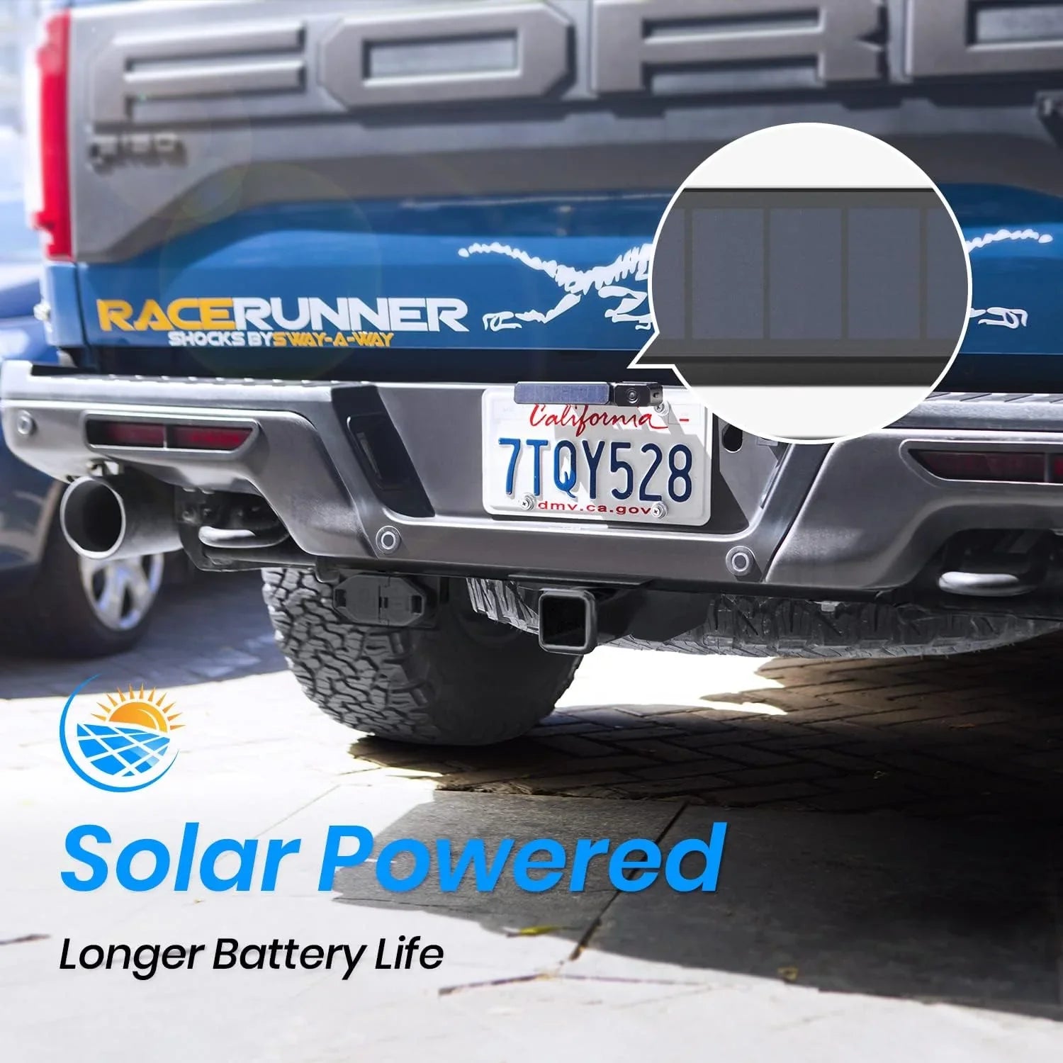 AUTO-VOX Solar Backup Camera Wireless Reverse Camera IP68 Fluid Vehicles License Plate Camera for Trailer/SUV