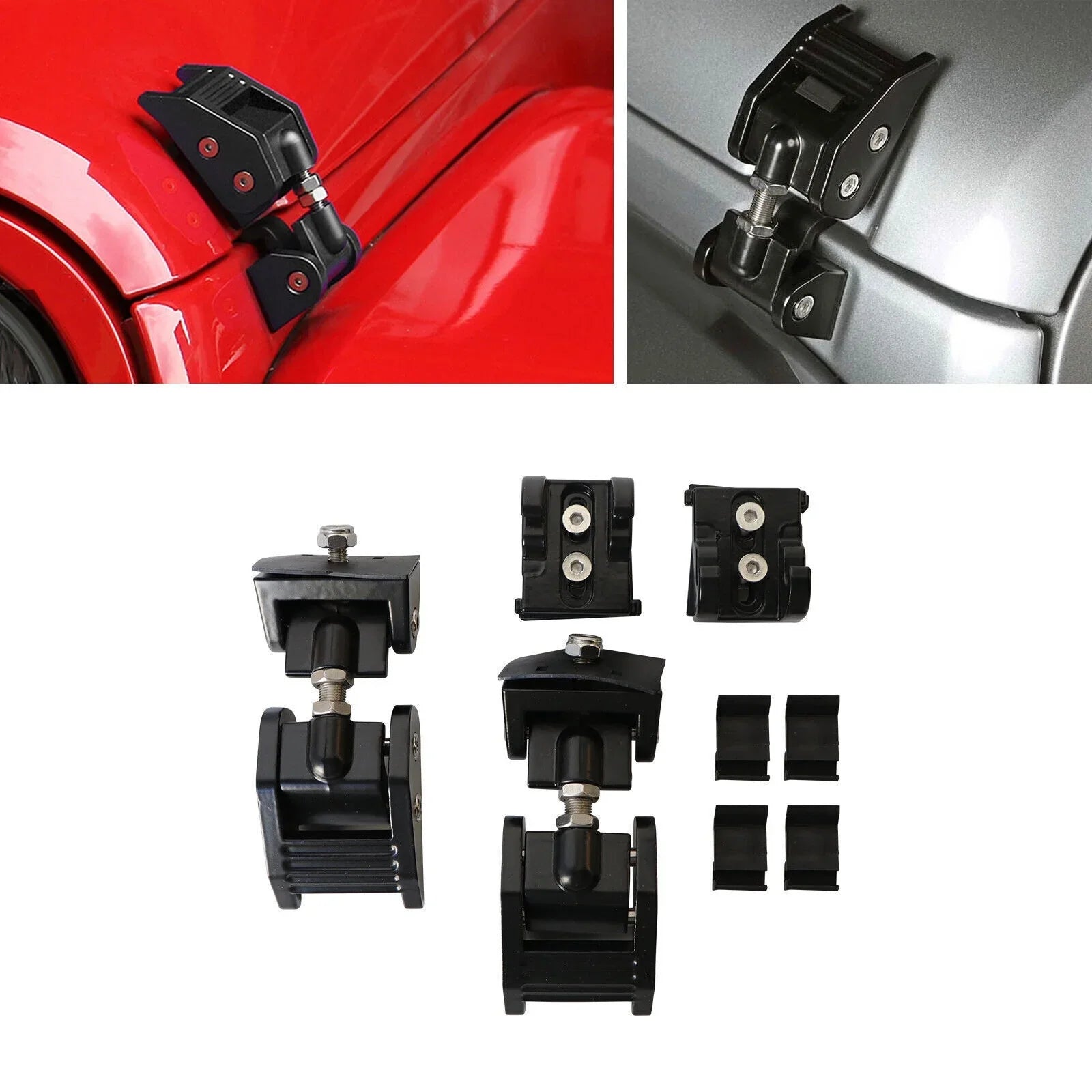 Jahy2Tech Set of 2 Black Front Hood Latch Lock Catch for Jeep Wrangler JK 07-18 - Increased Vehicle Protection
