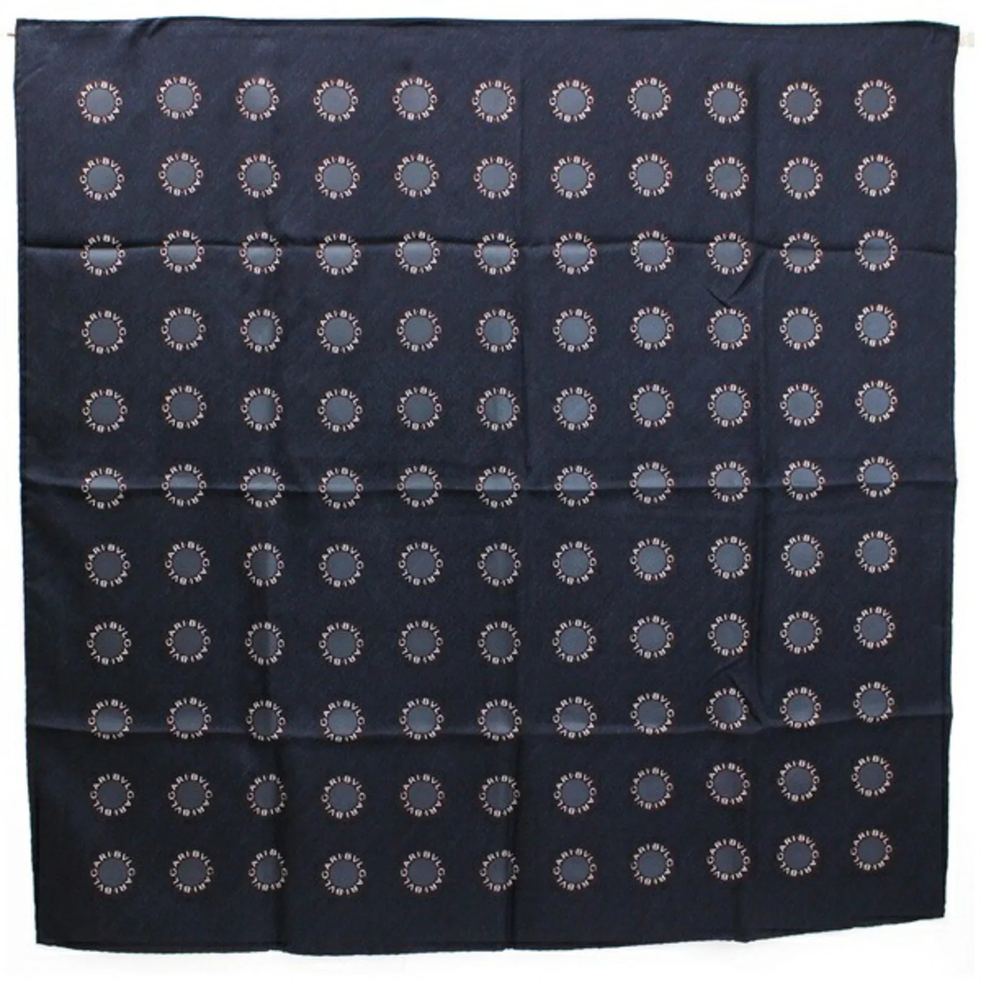 Pre-Owned BVLGARI silk scarf muffler charcoal gray Ladies (Good)