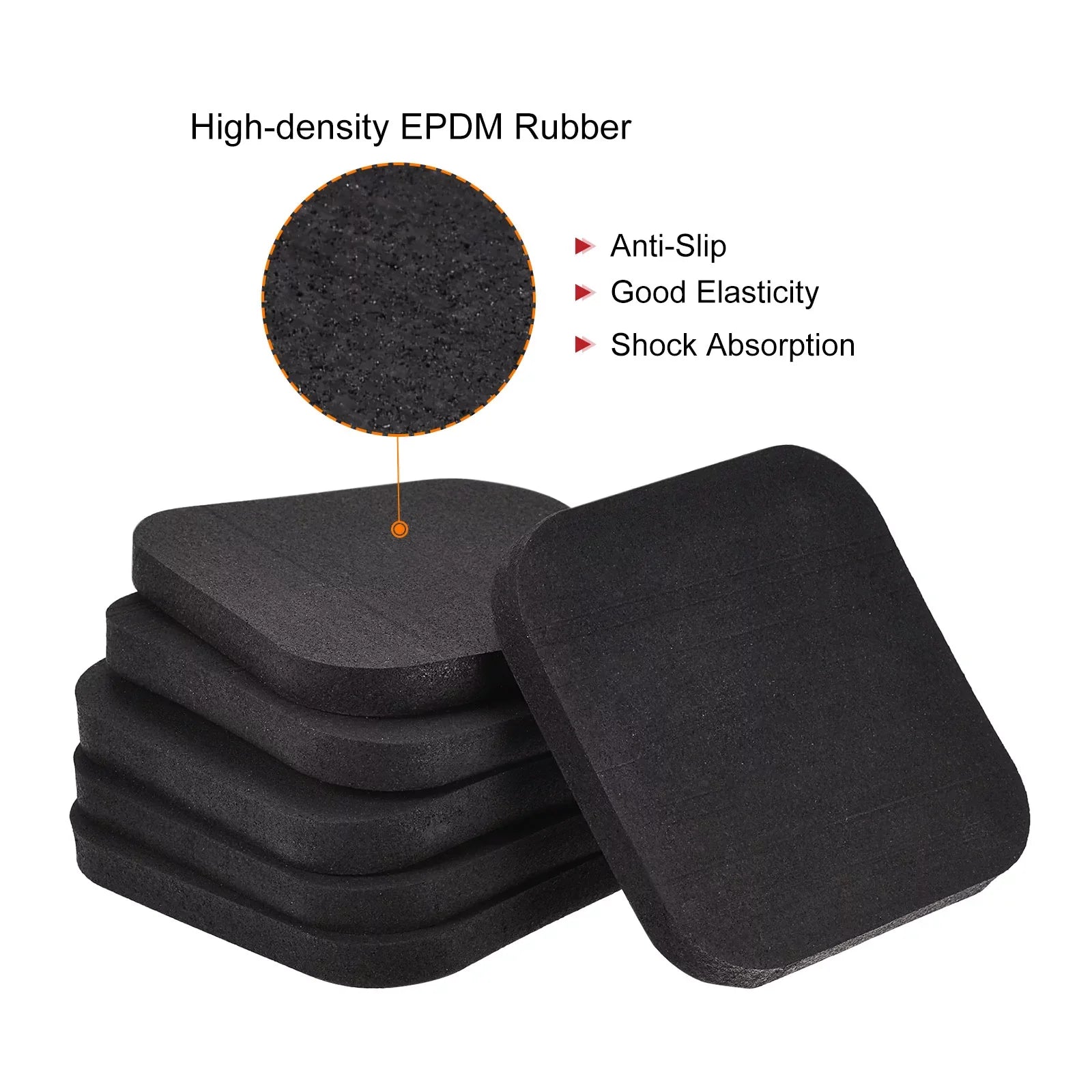 Uxcell Treadmill Mat-3.9"x3.9" Exercise Equipment Mat for Floor Protection Sound Reduction, Black 6 Pack