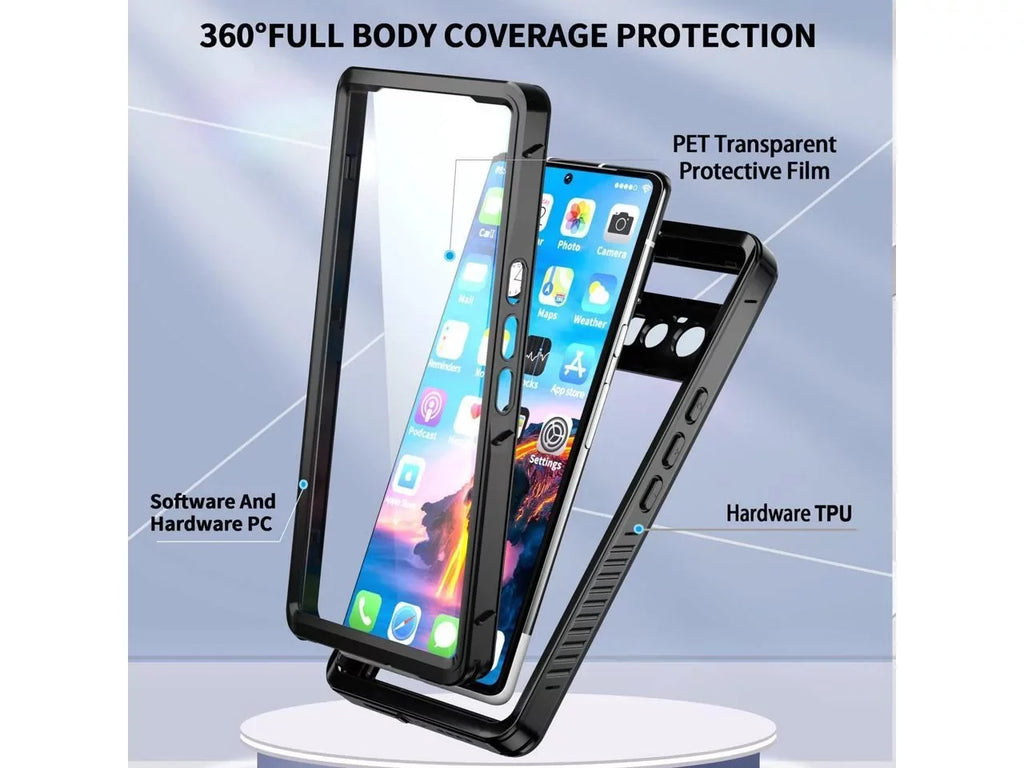 Google Pixel 6 Pro Case, Liquid Shockproof Clear Protective Case with Built-in Monitor Protector, Full Body Case Slim Cover for Pixel 6 Pro 6.71 Inches