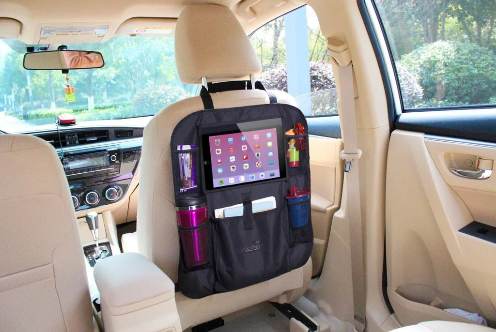 Mom's Besty Car Back Seat Organizer for Kids and Toddlers - Touch Display Tablet Holder for Android & iOS Tablets - Multipurpose Use as Auto Seat Back Protector, Kick Mat, Car Organizer