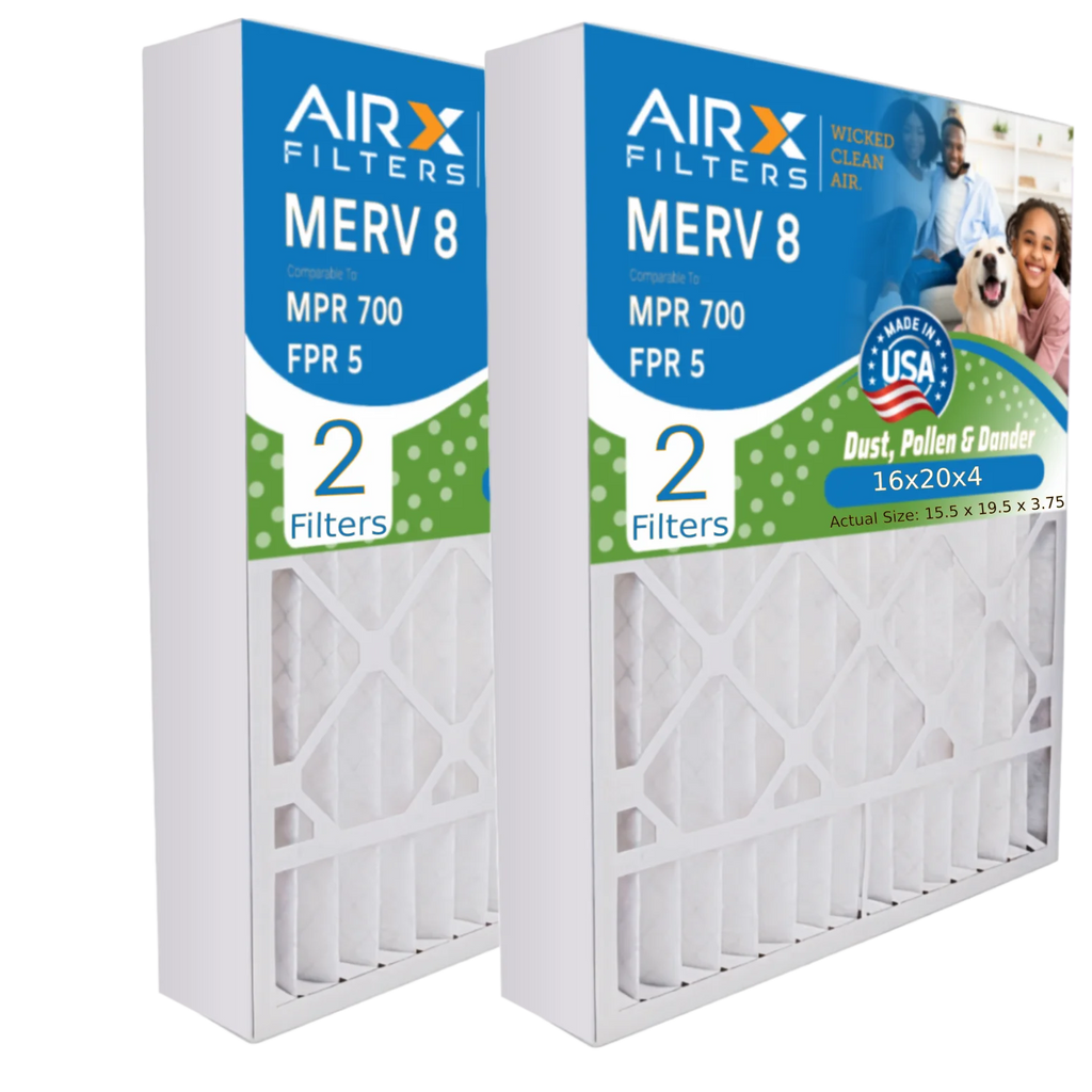 16x20x4 Air Filter MERV 8 Comparable to MPR 700 & FPR 5 Compatible with Bryant Carrier FILXXFNC-0017 Premium USA Made 16x20x4 Furnace Filter 2 Pack by AIRX FILTERS WICKED CLEAN AIR.