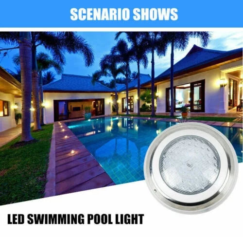12V 54W RGB Liquid Swimming Pool Light 7 Color-Change LED Lights w/Remote IP68 Fluid Stainless Steel
